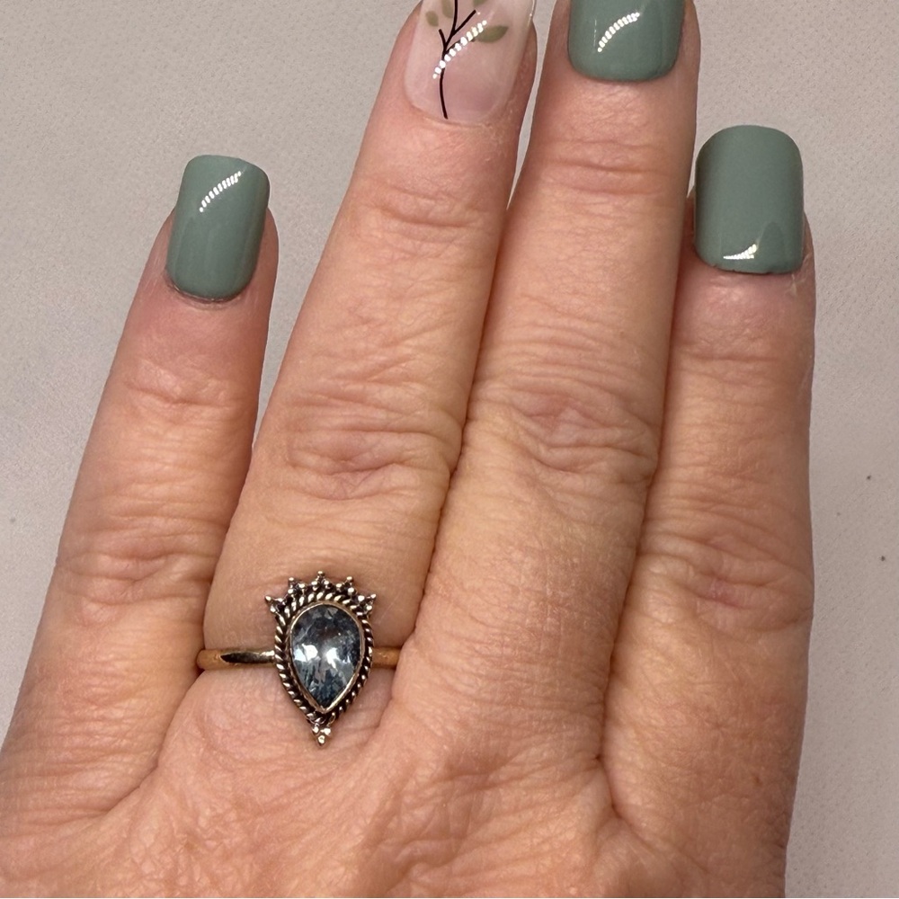 925 Sterling  Silver Blue Gemstone Ring